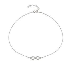 Cubic Zirconia Infinity Symbol Necklace in Sterling Silver 18k Yellow Gold #177